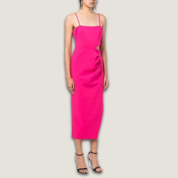 Likely Zeldana Cut-out Dress Midi-Length Barbiecore Style Fuchsia Pink Size 00 - Picture 2 of 16